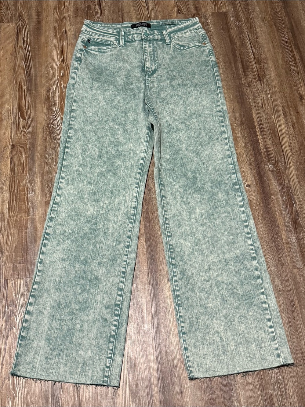 Judy Blue Garment Dyed Dad Jeans Women's 11/30 Oceanic Wash Frayed Hem Denim